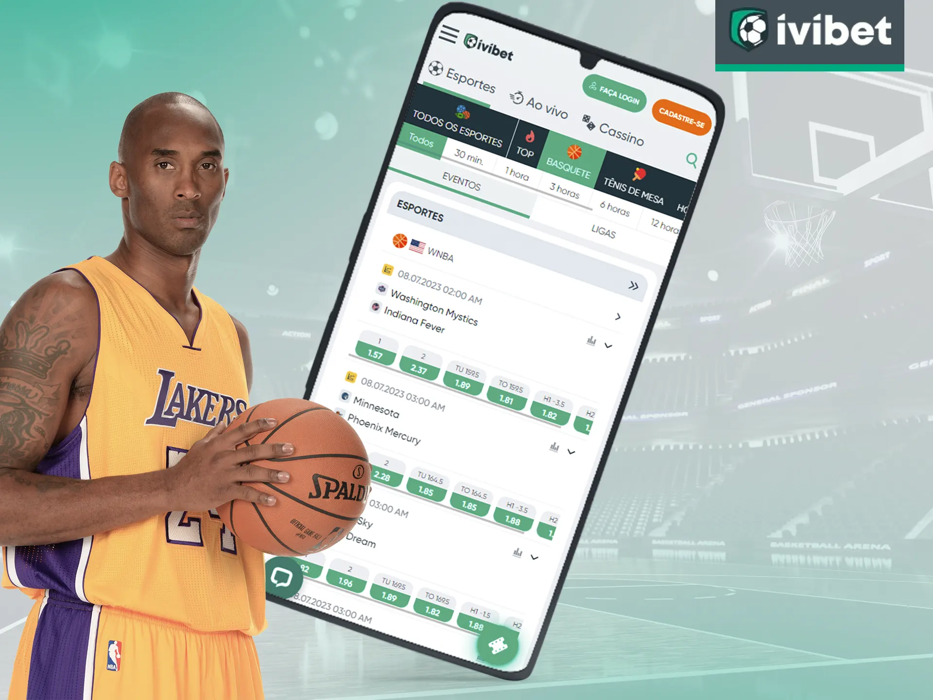 Na Ivibet, você tem a oportunidade de apostar no basquete por meio do aplicativo móvel.