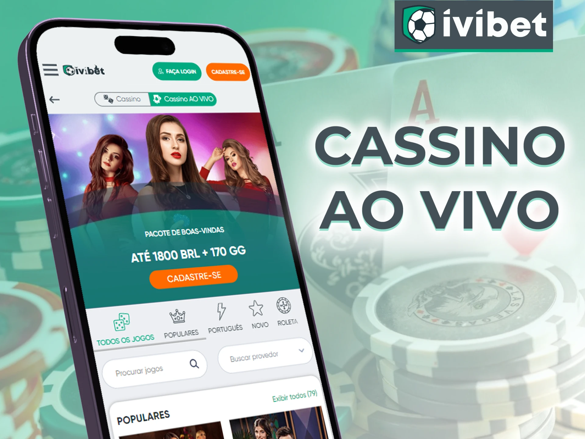 Jogue cassino ao vivo com o aplicativo Ivibet.