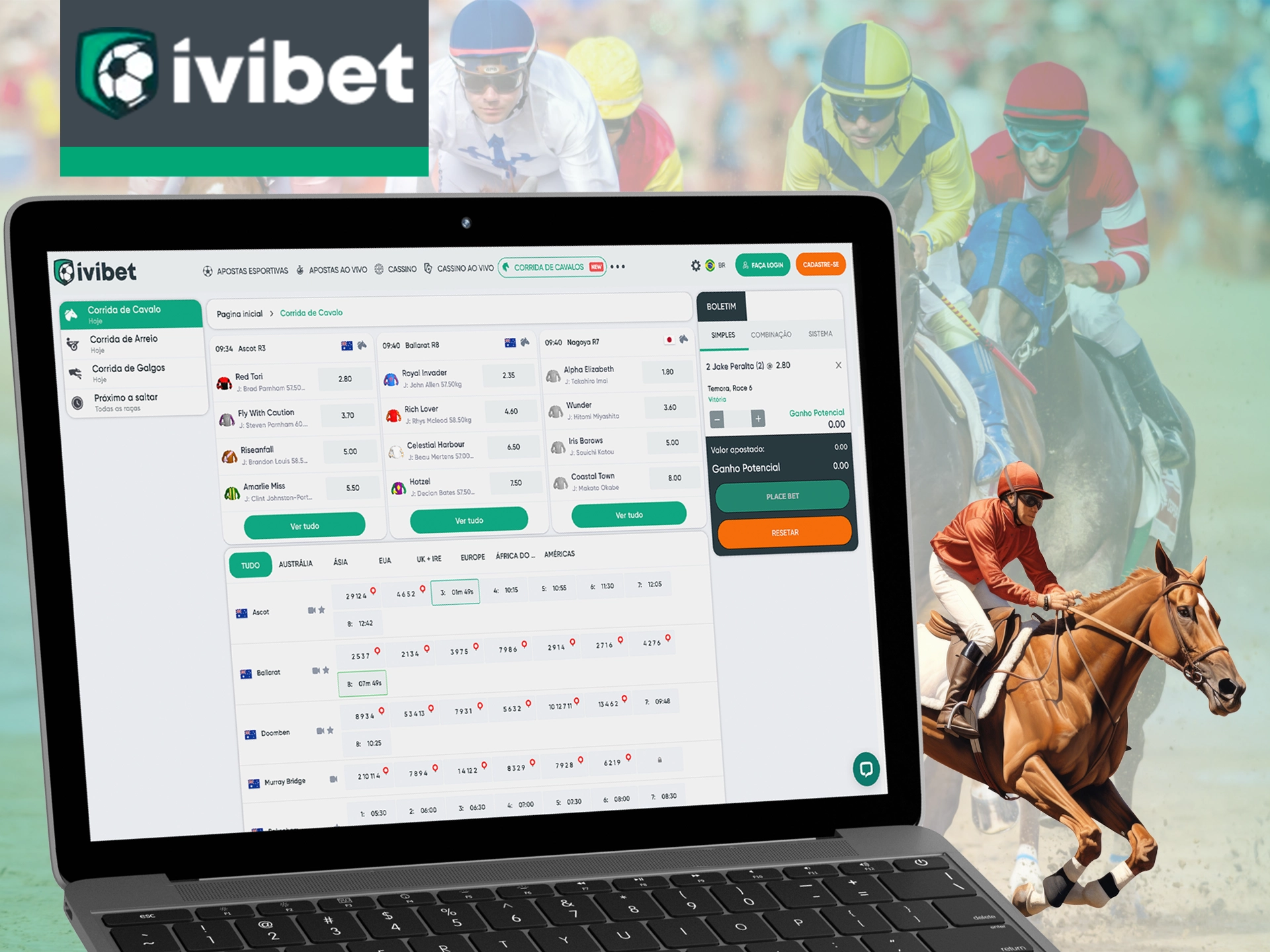 Escolha seu favorito na corrida e reivindique seus ganhos no Ivibet Casino.