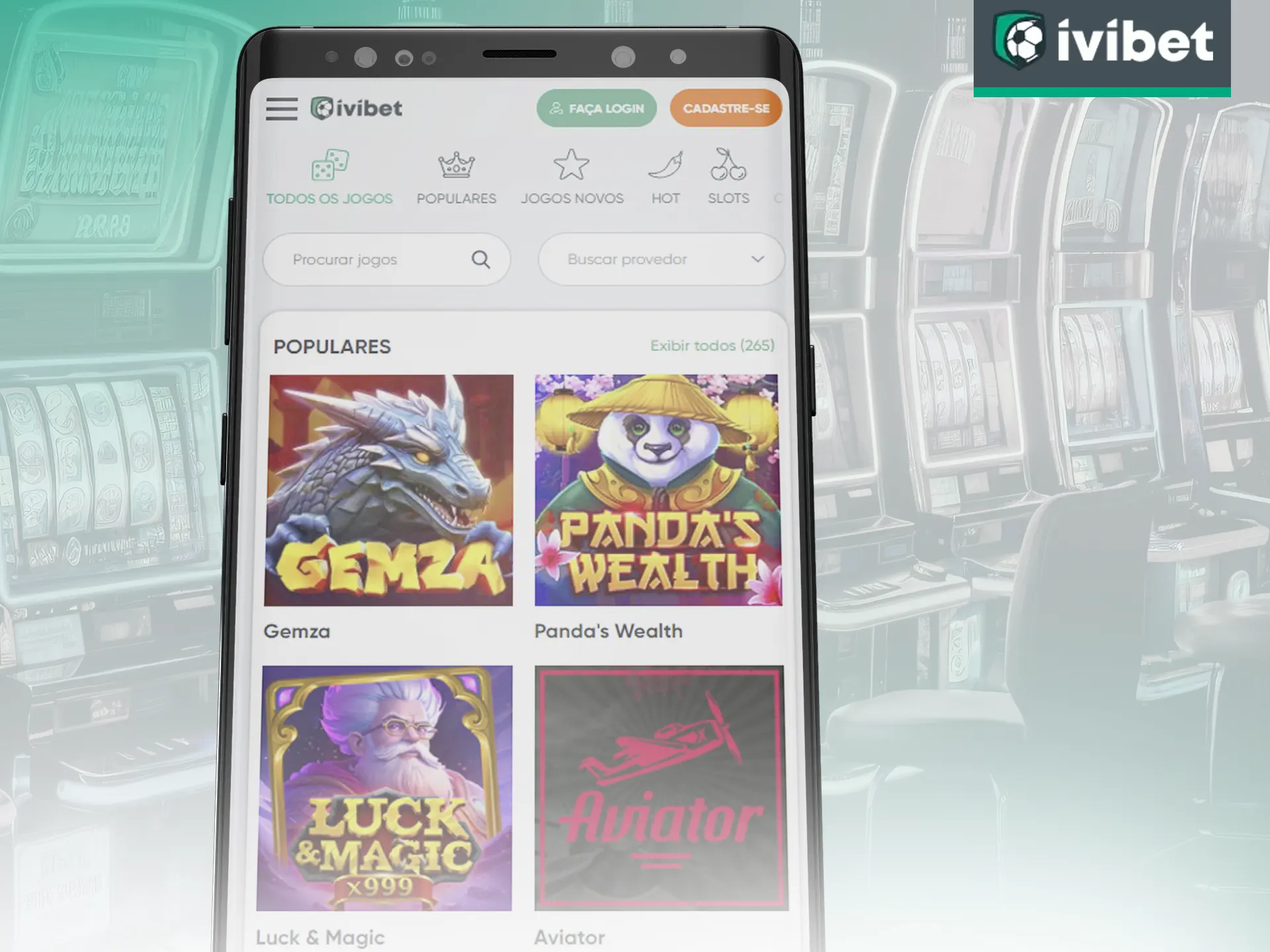 O aplicativo Ivibet oferece diversos jogos de cassino.