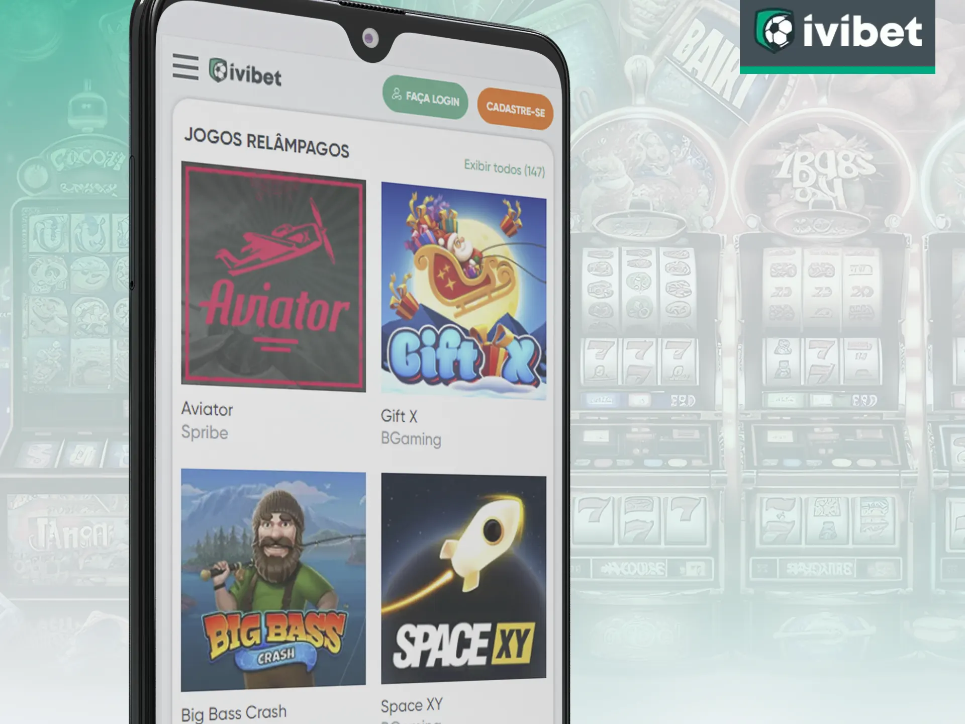 Use o aplicativo móvel da Ivibet para jogar jogos rápidos.