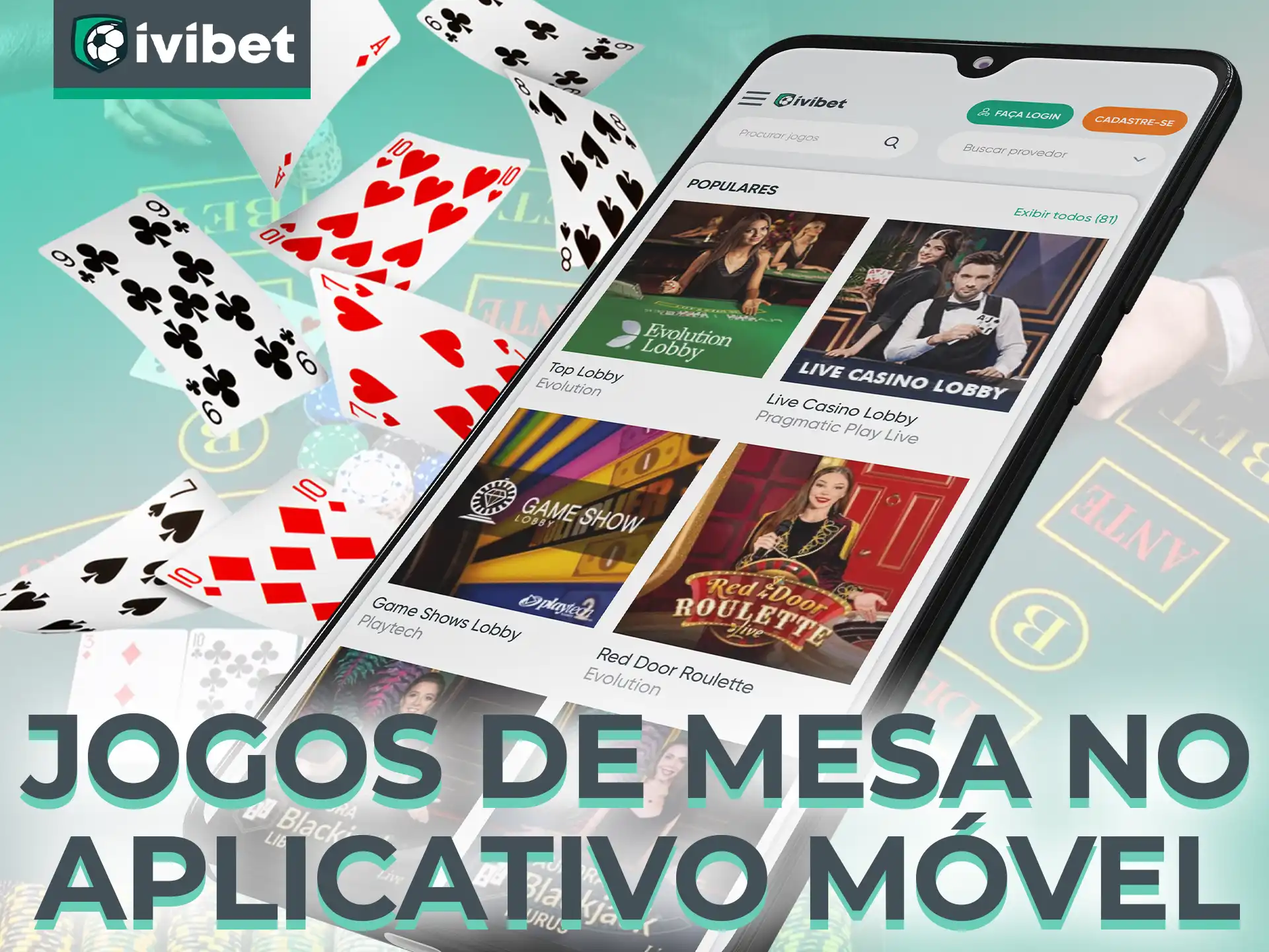 Instale o aplicativo móvel Ivibet para jogar seus jogos de mesa favoritos diretamente de seu telefone.