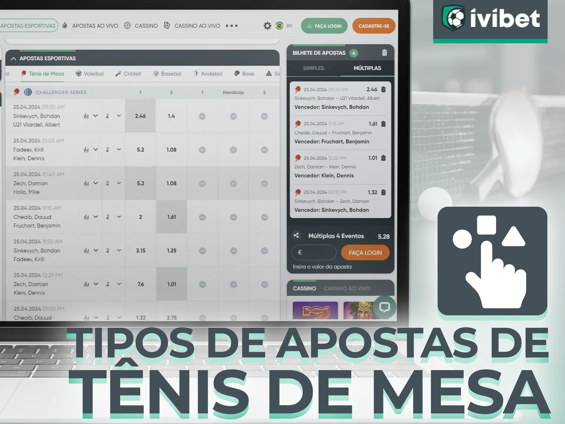 Explore os tipos de apostas em tênis de mesa na Ivibet.