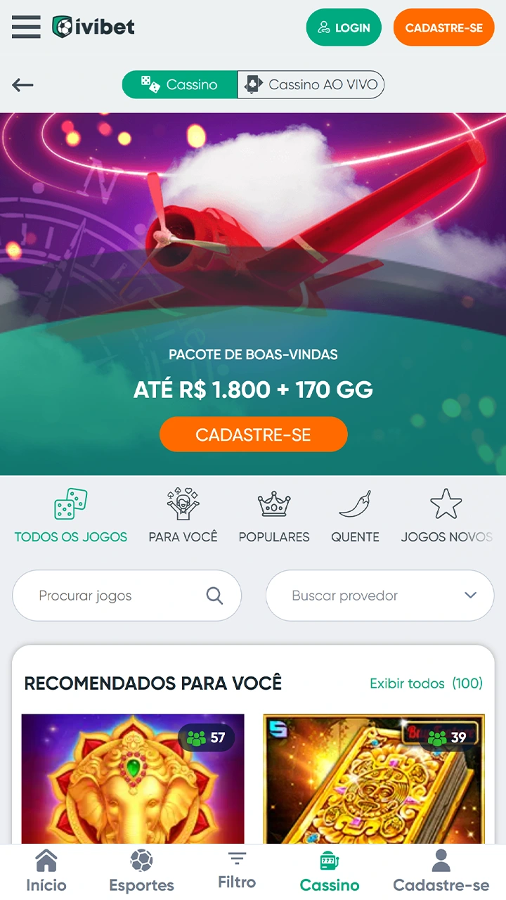 Experimente os jogos de cassino com a Ivibet.