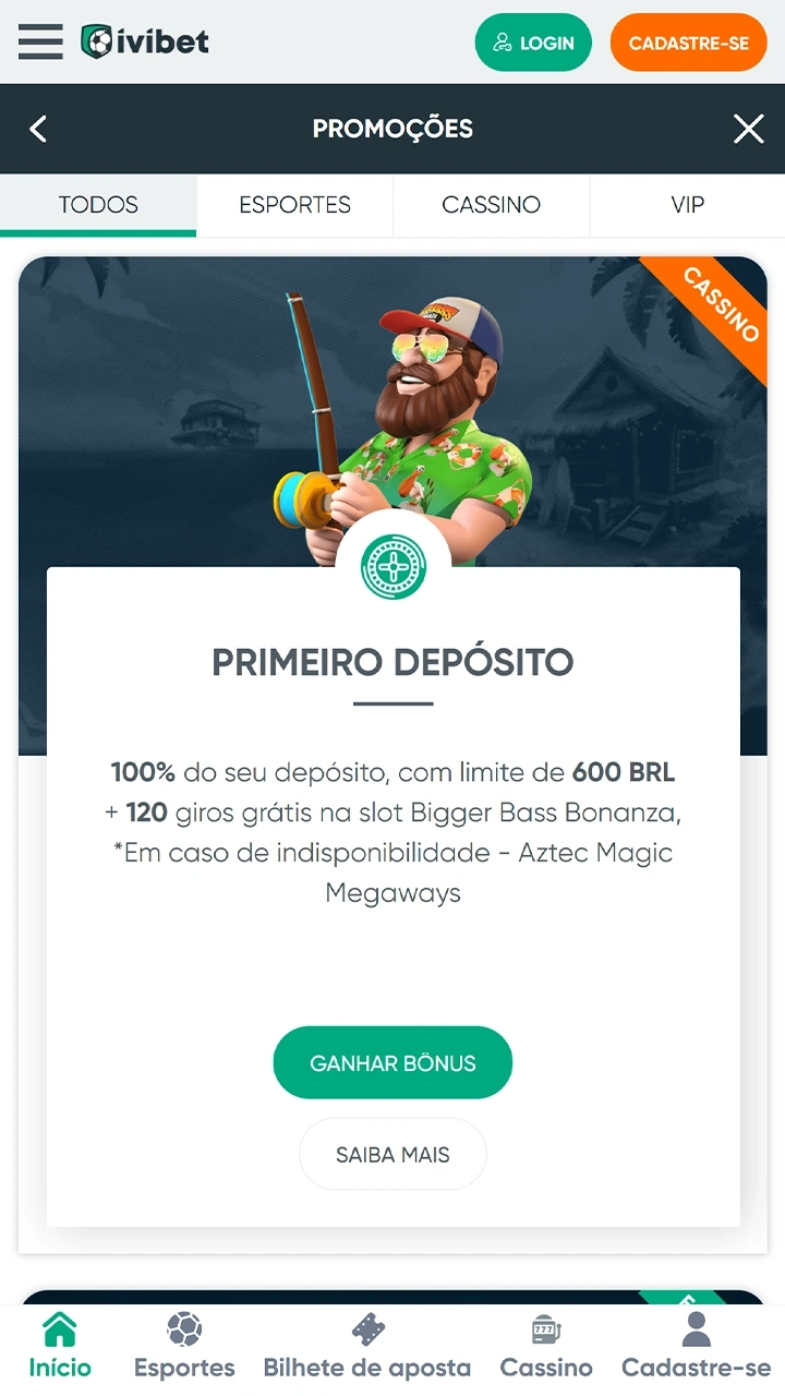 Promoções e bônus na plataforma Ivibet.